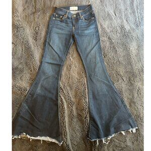 Free People Stretch Flare Jeans Dark Wash Blue